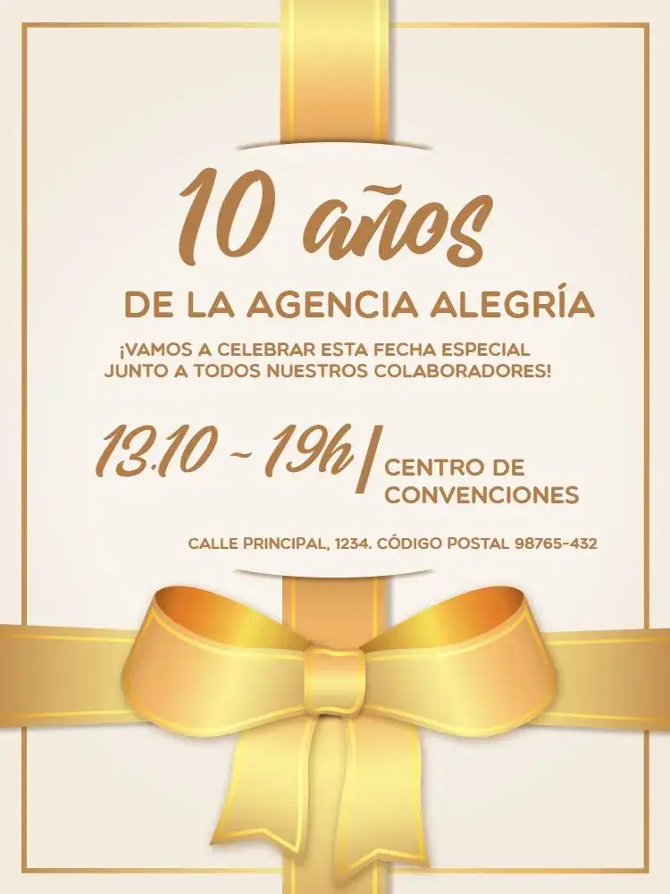 Invitación De Empresa Dourado Laço – tema Cumpleaños Infantil dorado, clásico, elegante, beige, minimalista