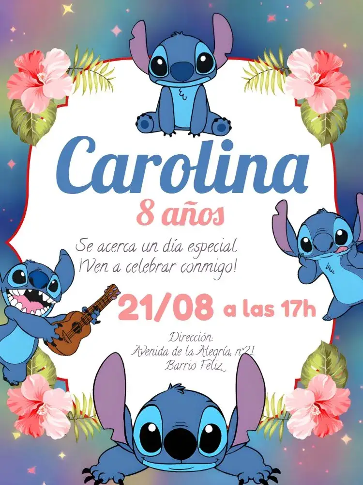 Invitación Stitch Playa