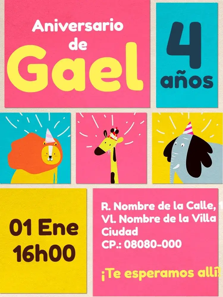 Invitación Virtual Infantil - Fiesta de Animales