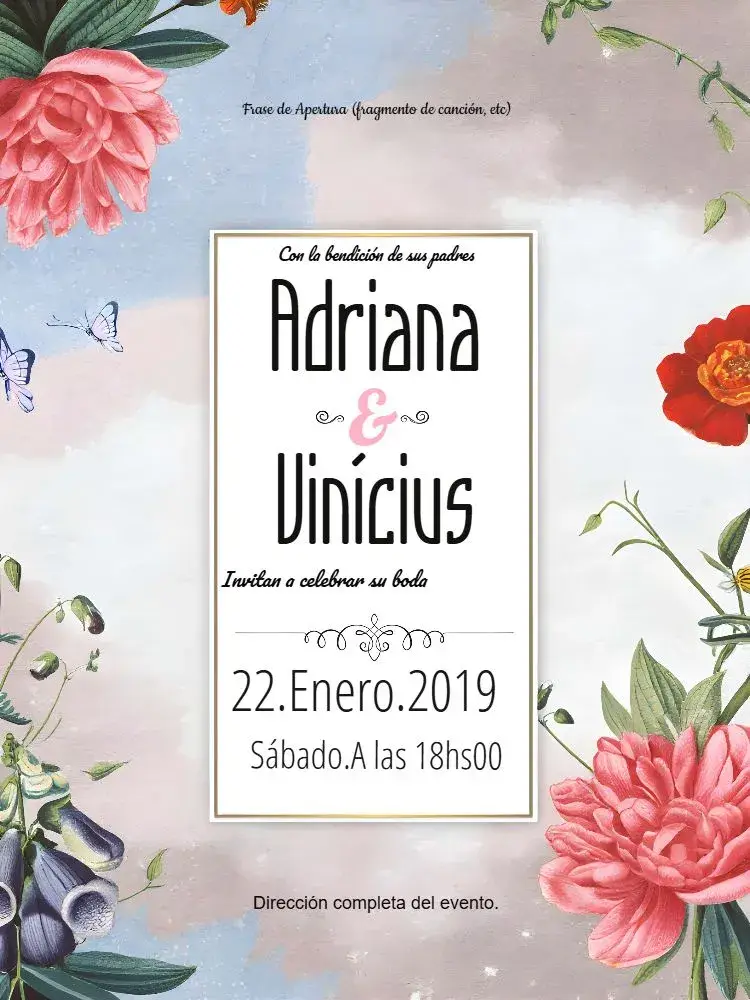 Invitación Boda Floral Compromiso