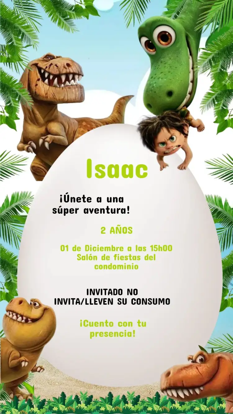 Invitación Cumpleaños MI BUEN DINOSAURIO