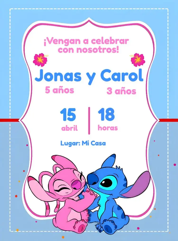 Invitación Lilo Y Stitch Online – tema Más buscados colorido, divertido, vibrante, inspirado en personajes, moderno, animado