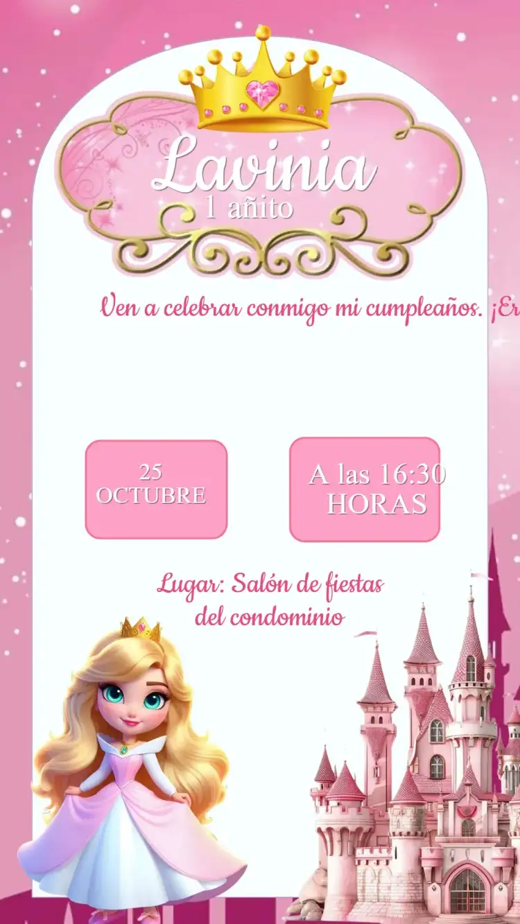 Invitación Cumpleaños La Bella Durmiente Bebé
