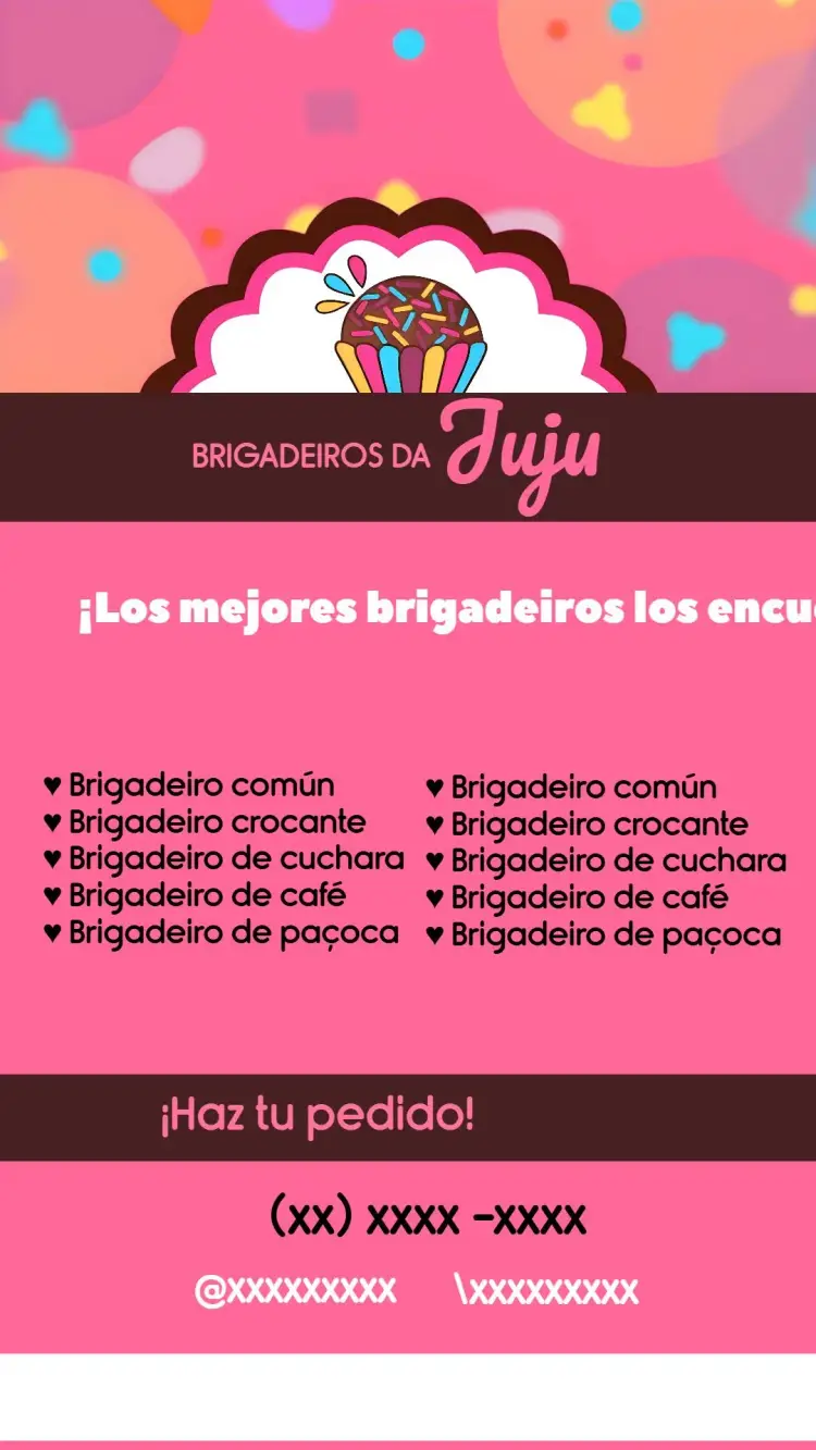 Invitación Tarjeta De Visita Brigadeiros Brigaderia
