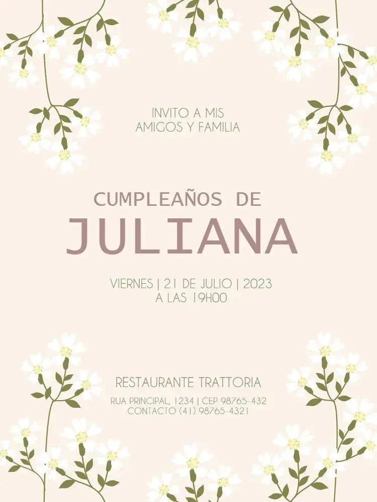 Invitación Floral Delicado Claro
