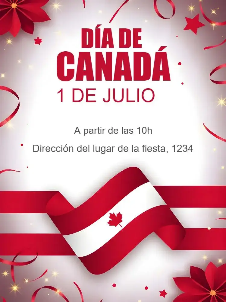 Invitación Día Del Canadá Internacional – tema Fechas Conmemorativas vibrante, moderno, natural, colorido, minimalista