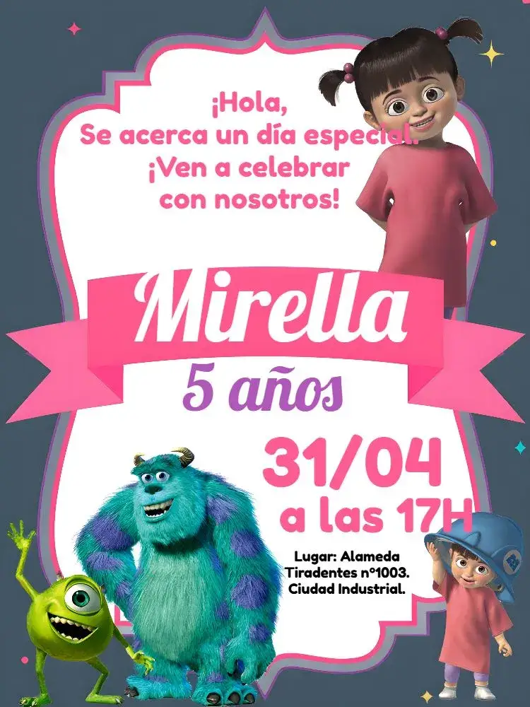 Invitación Monstruos Sa Wazowski – tema Más buscados colorido, divertido, infantil, temático, moderno