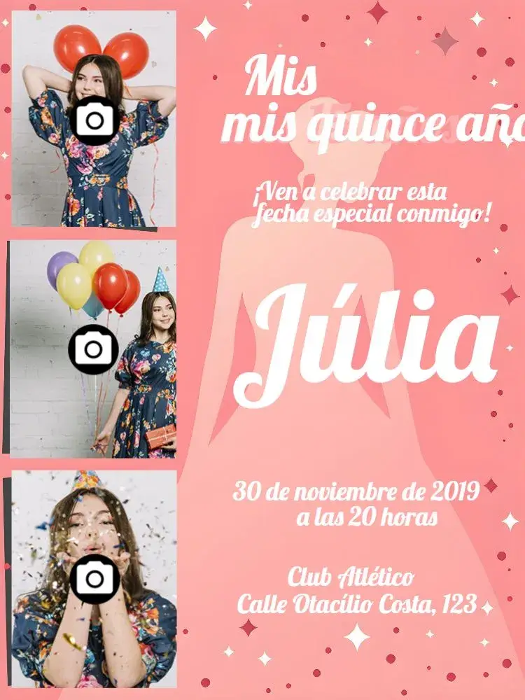 Invitación 15 Años Con Foto Blanco editable y personalizable