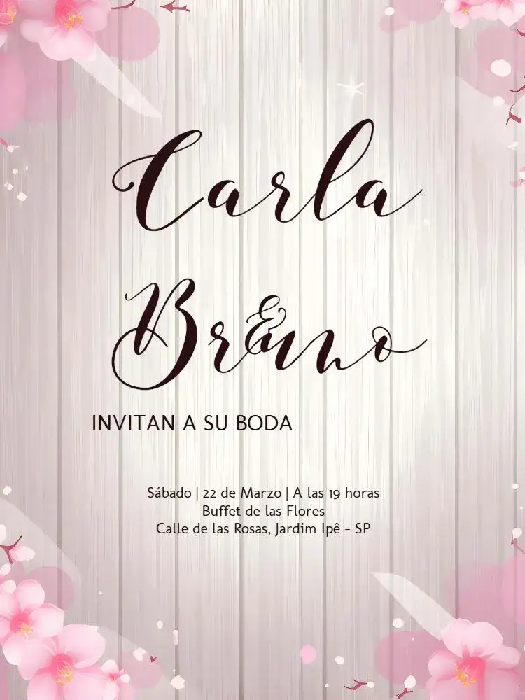 Invitación Boda Cerezo Sakura – tema Boda floral, romántico, delicado, moderno, minimalista, primavera