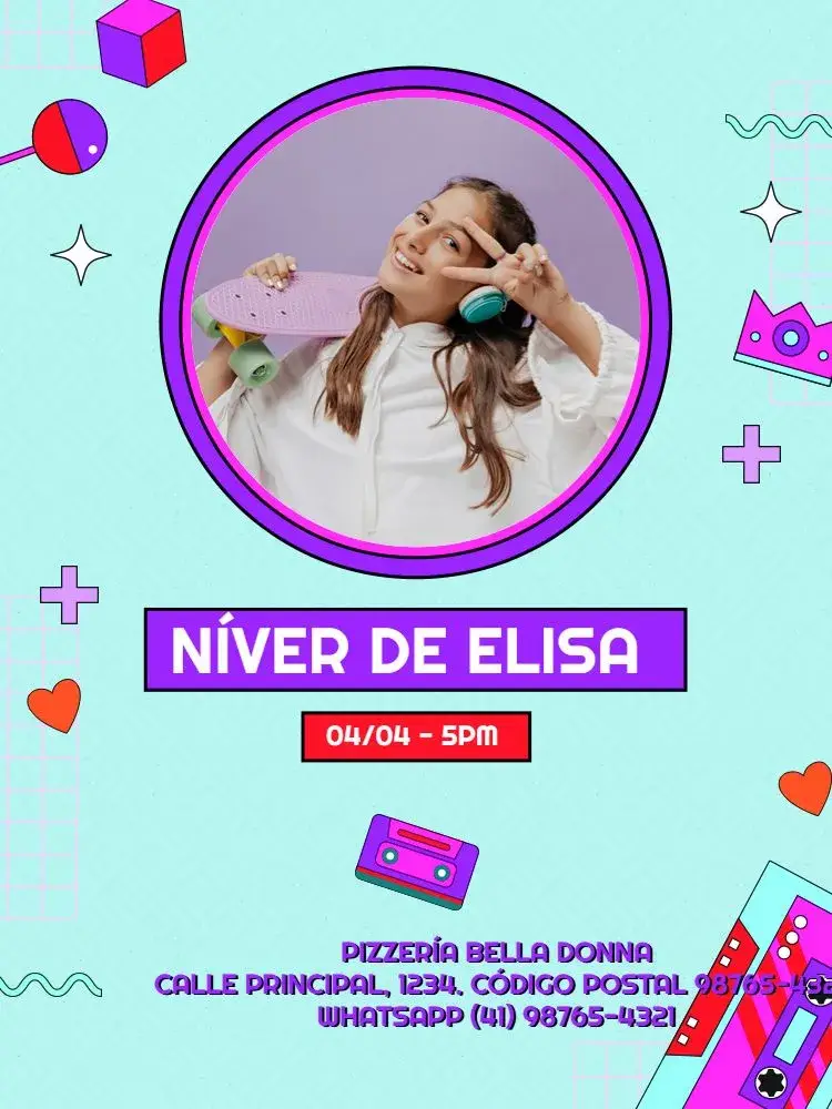 Invitación Con Foto Adolescente Moderno Cinta editable y personalizable