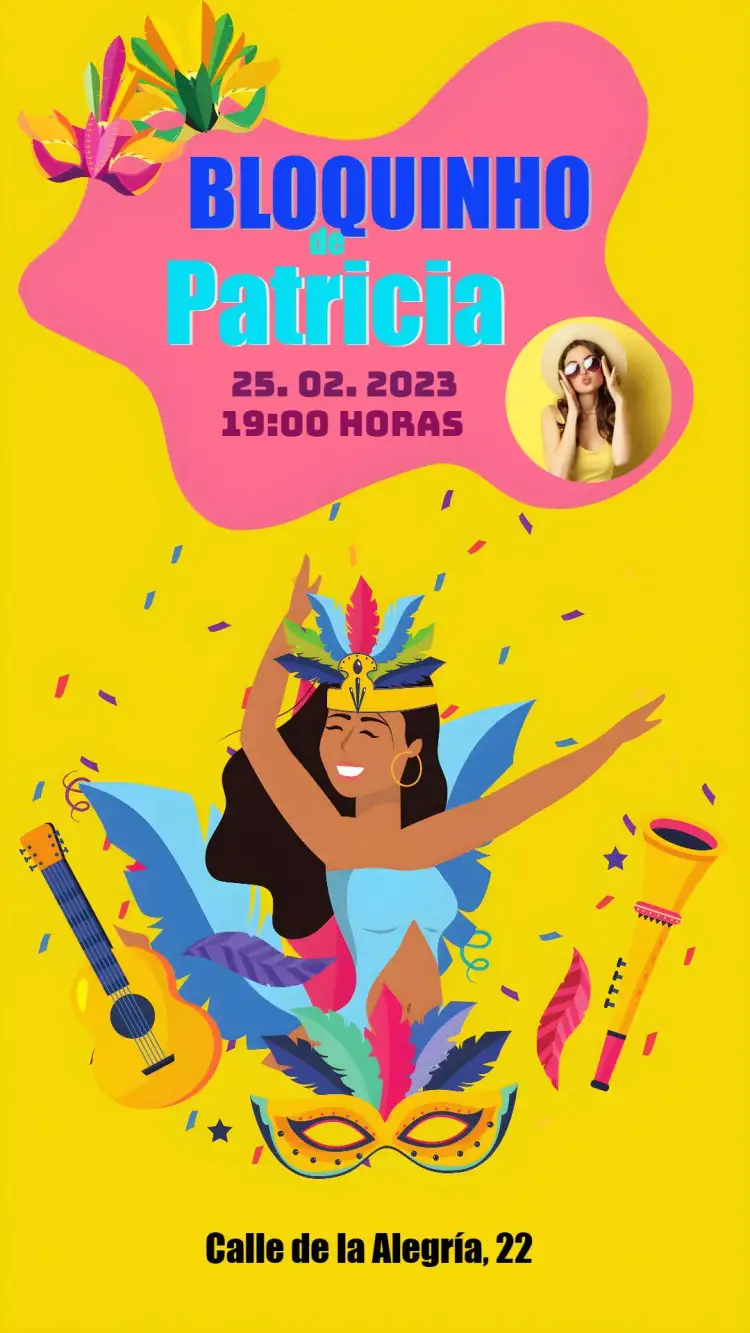 Invitación Carnaval Bloquinho Tema – tema Fechas Conmemorativas carnaval, colorido, divertido, juguetón, alegre