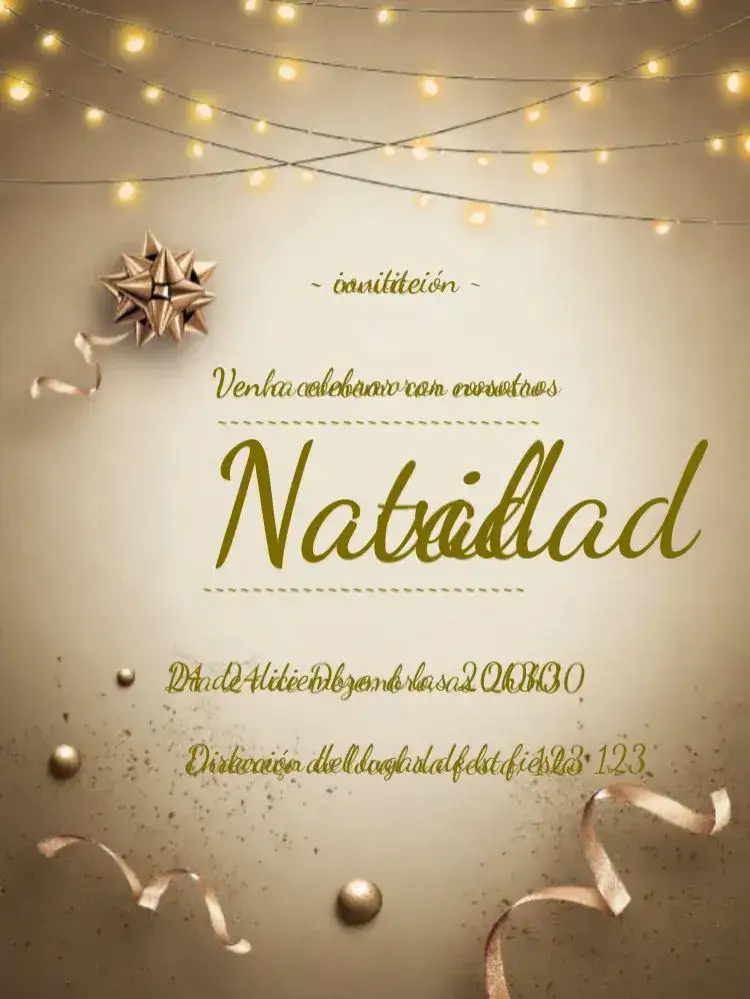 Invitación Navidad Navideña – tema Fechas Conmemorativas rojo y verde, dorado, minimalista, vintage, nieve, estrellas