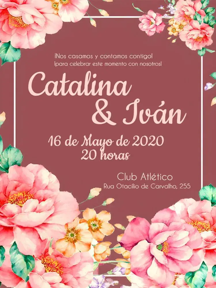 Invitación Boda Floral Minimalista Vintage