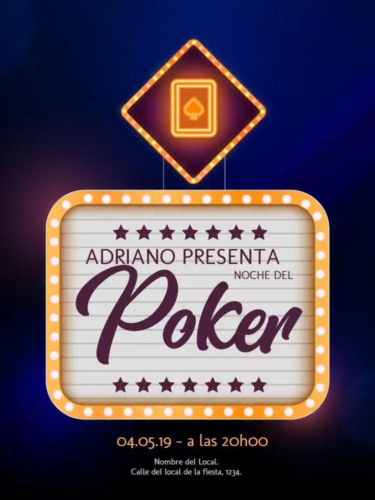Invitación Noche de Póker Personalizado – tema Cumpleaños casino, dorado, moderno, juegos, elegante, noche
