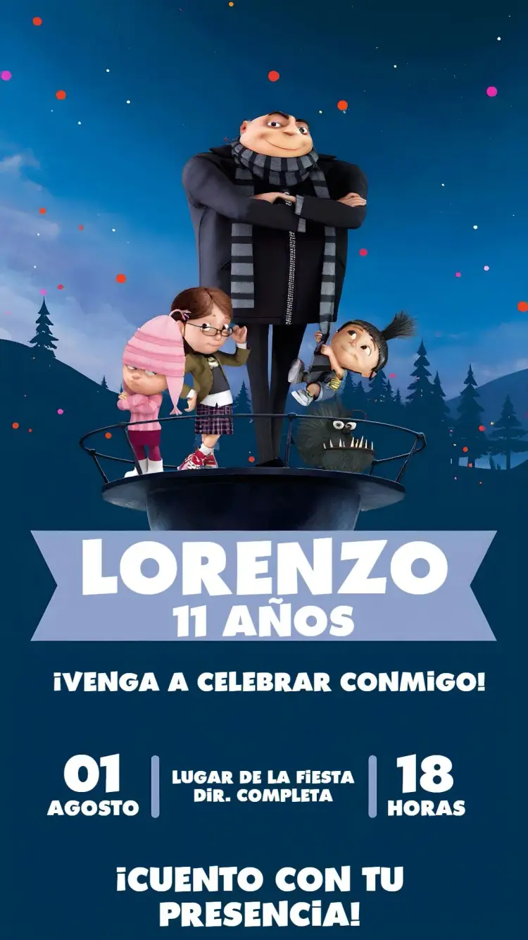 Invitación Mi Villano Favorito Minions editable y personalizable