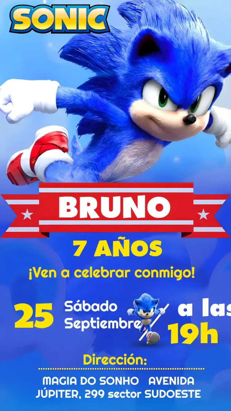 Invitación Película de Sonic