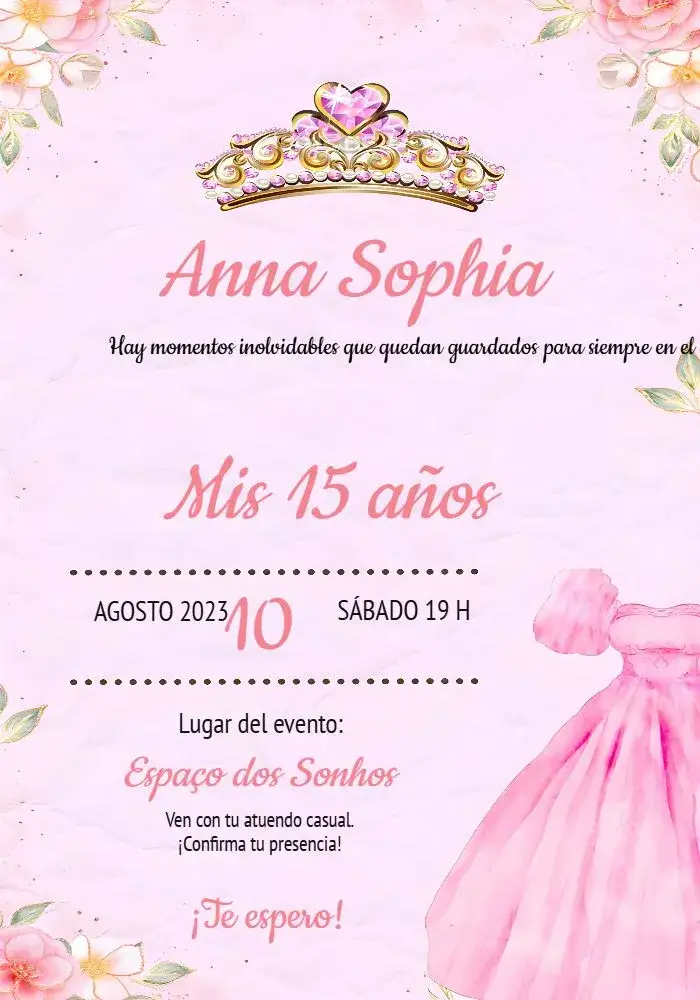 Invitación 15 Años Debutante – tema 15 años rosa, brillo, princesa, elegante, moderno