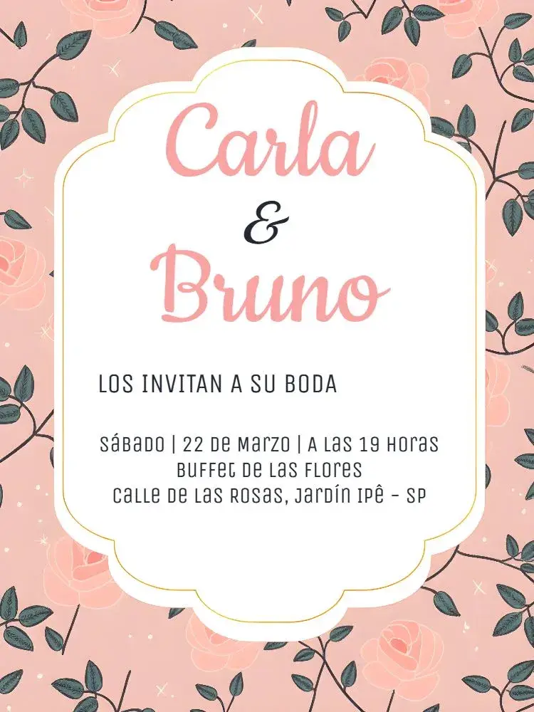 Invitación Boda Floral Rosa Rosado