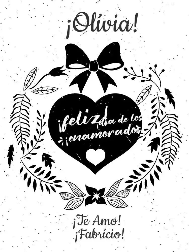 Tarjeta Día De Los Enamorados Para Imprimir Blanco Y Negro Rústico