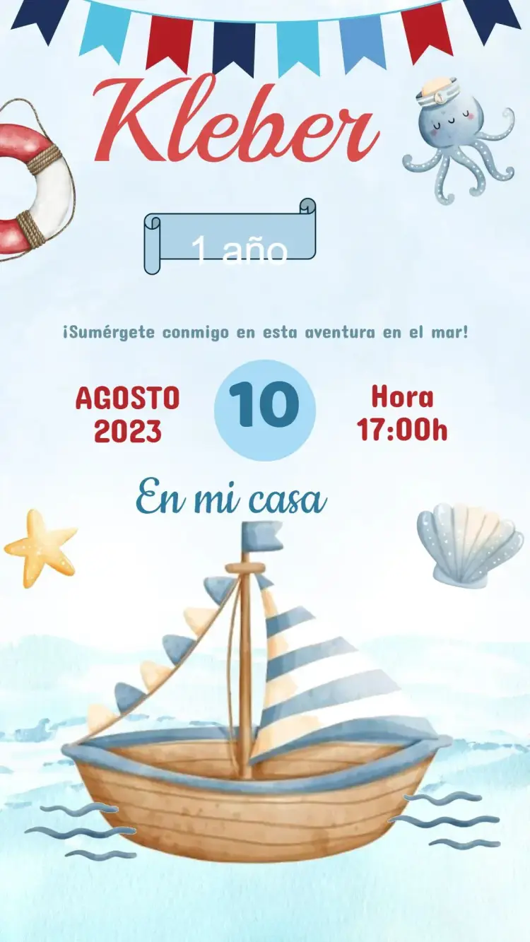 Invitación Cumpleaños Marinero