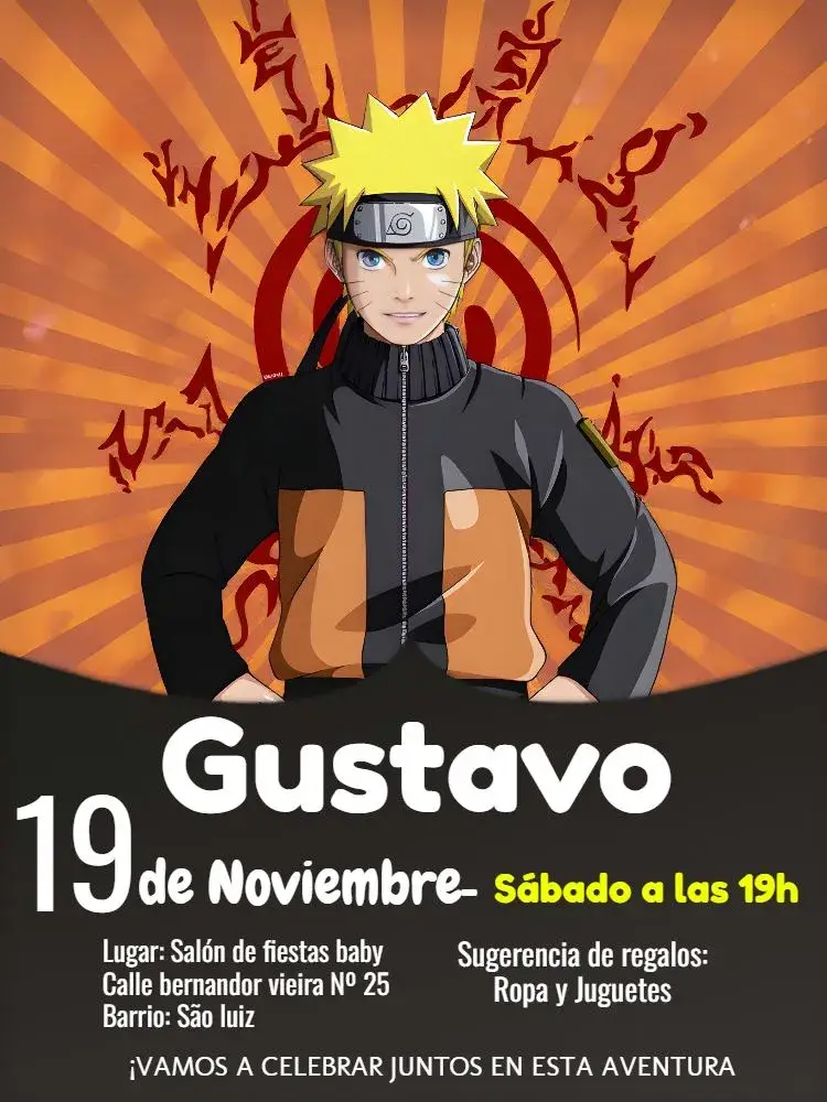 Invitación Naruto Negro