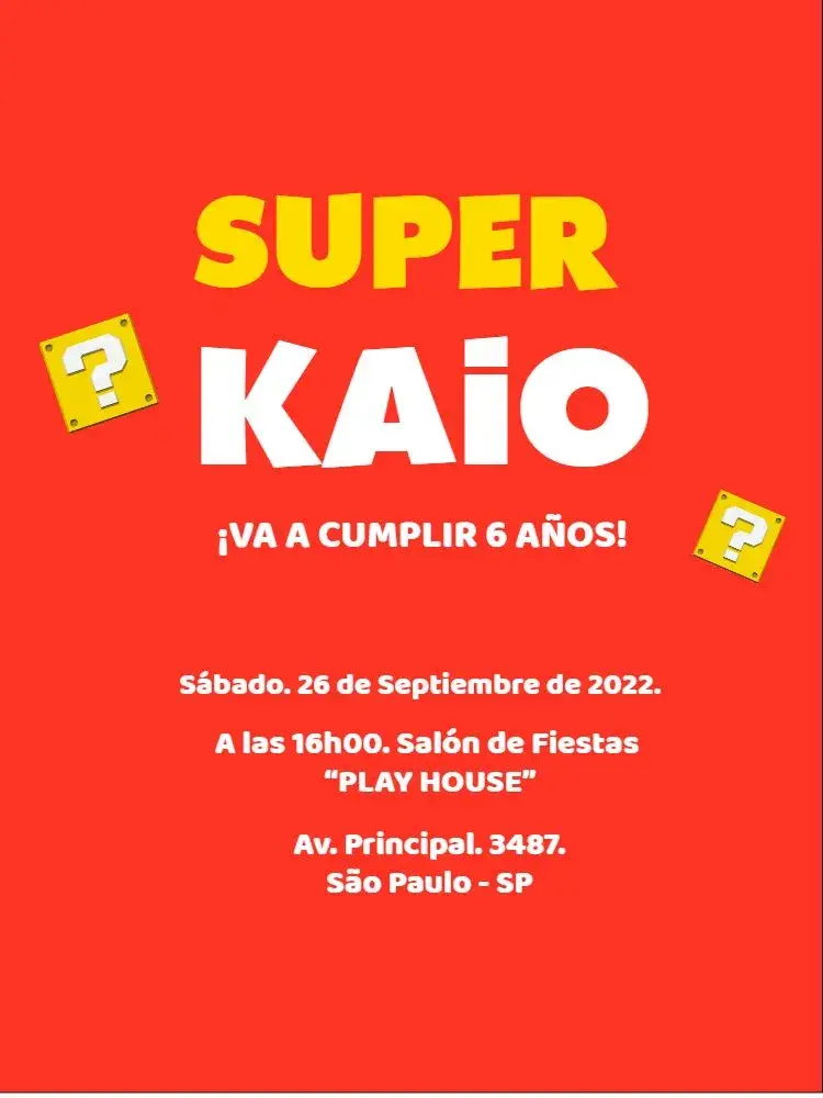 Invitación Súper Rojo con Estrellas