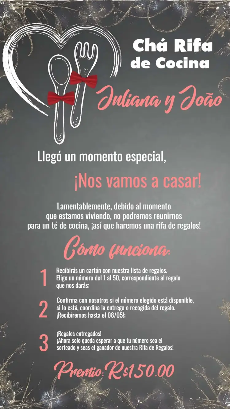 Invitación Lembrete De Té Rifa Cocina Pizarra Tiza Cartela