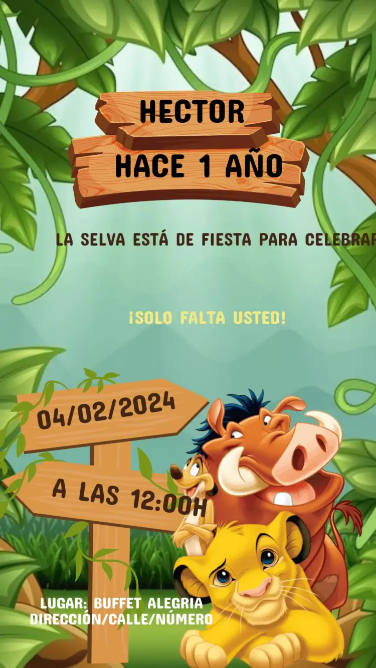 Invitación Cumpleaños El Rey León