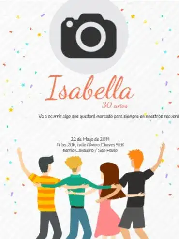 Invitación Amigos Personalizado – tema Cumpleaños Infantil colorido, divertido, infantil, moderno, amigável, brincalhão