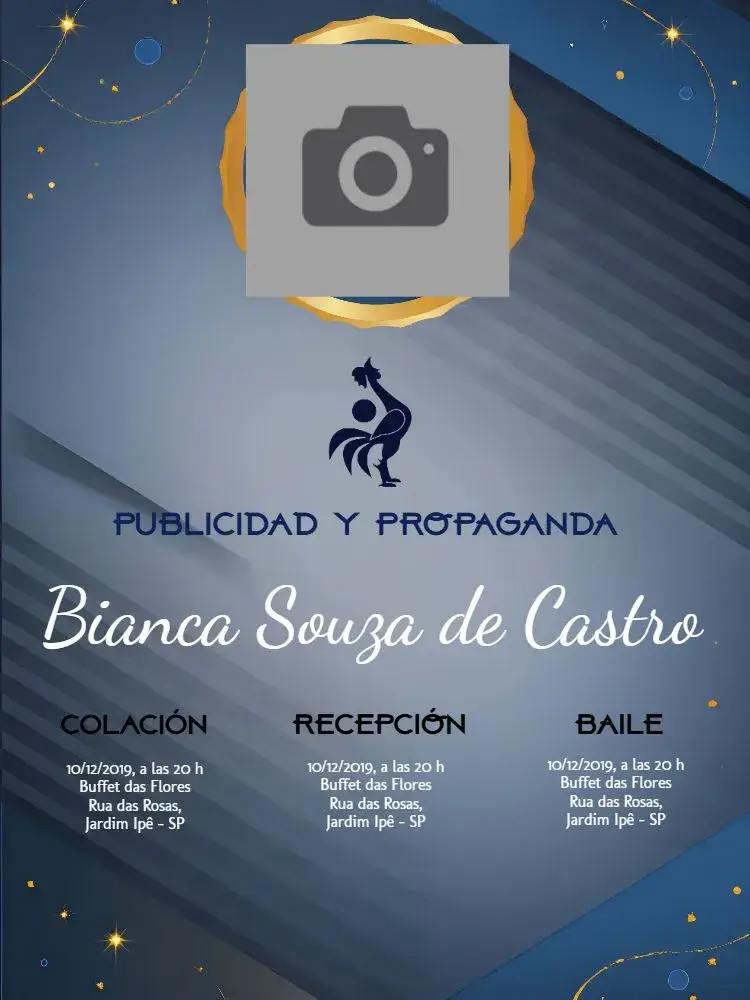 Invitación Graduación Publicidad Y Propaganda Con Foto Dorado