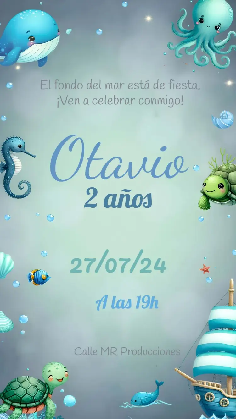Invitación Fondo Del Mar Tortuga