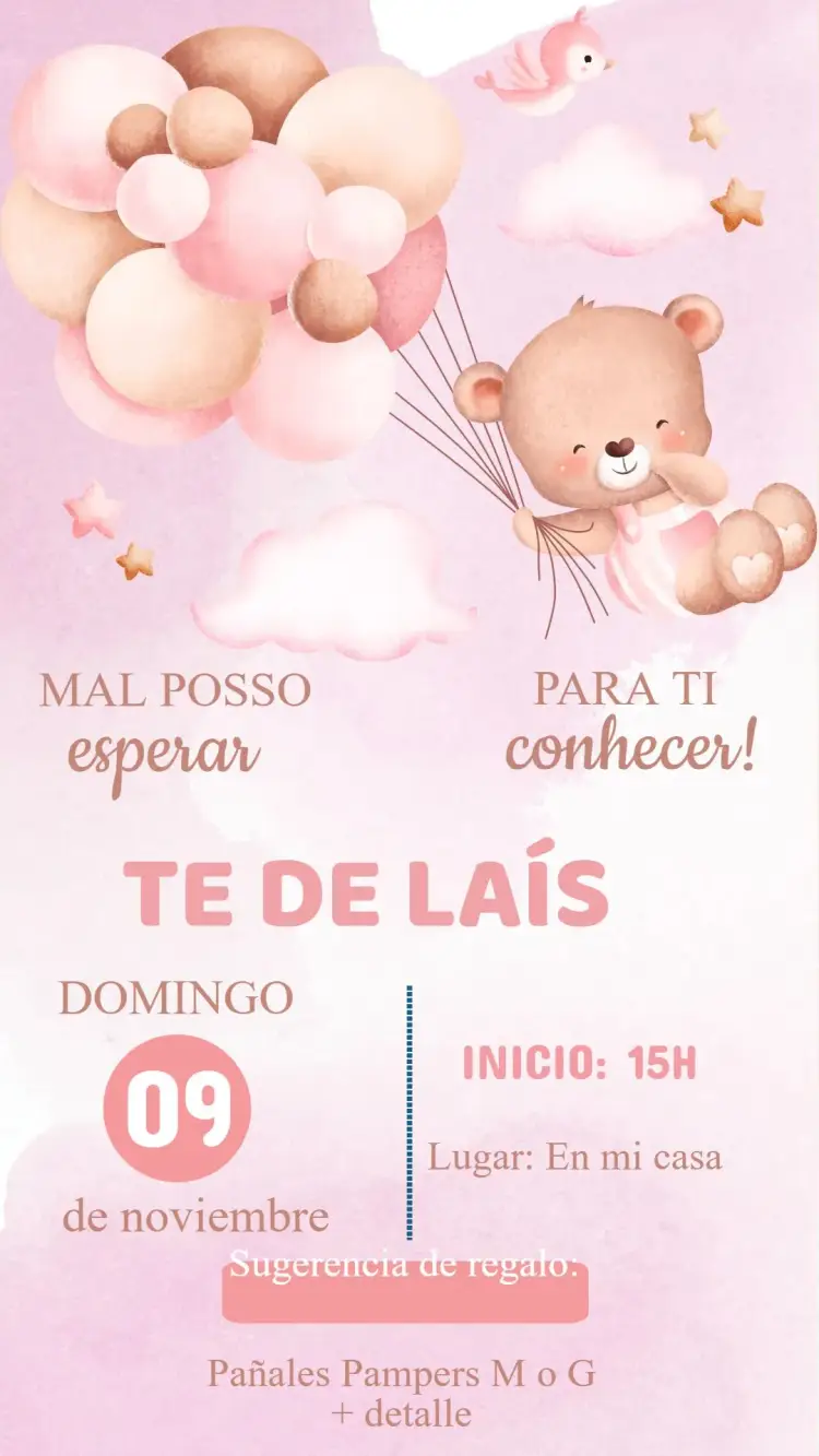 Invitación Baby Shower rosa