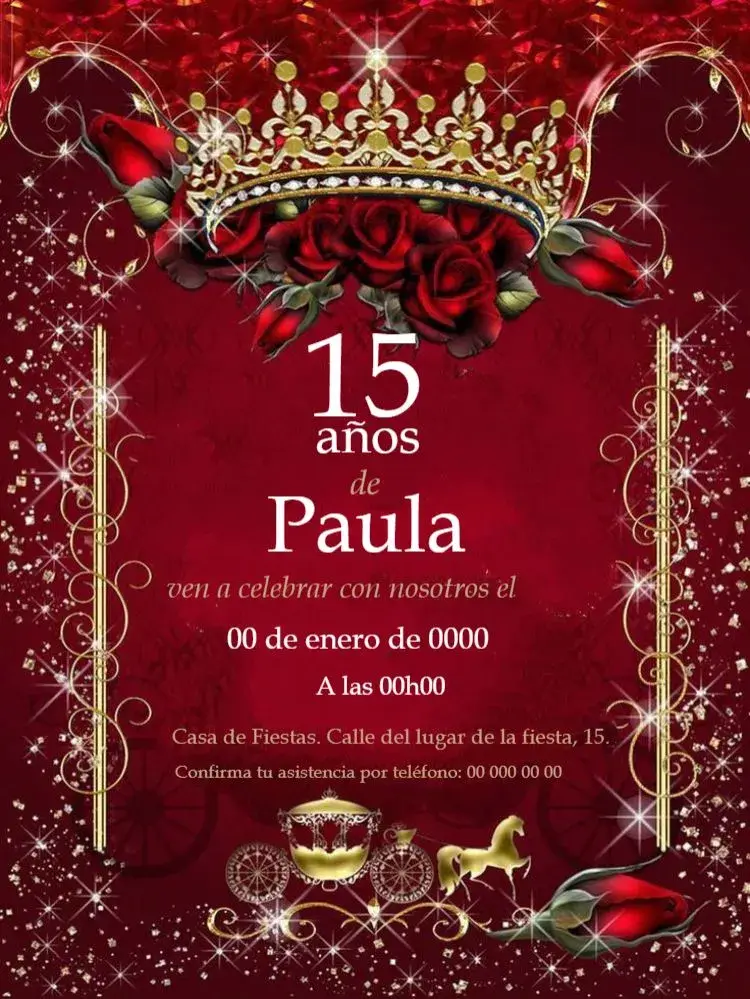 Invitación 15 Años Con Lista De Regalos Fiesta editable y personalizable