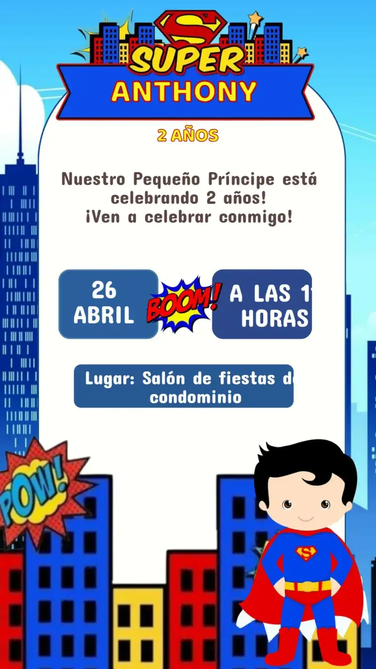Invitación Cumpleaños Superman