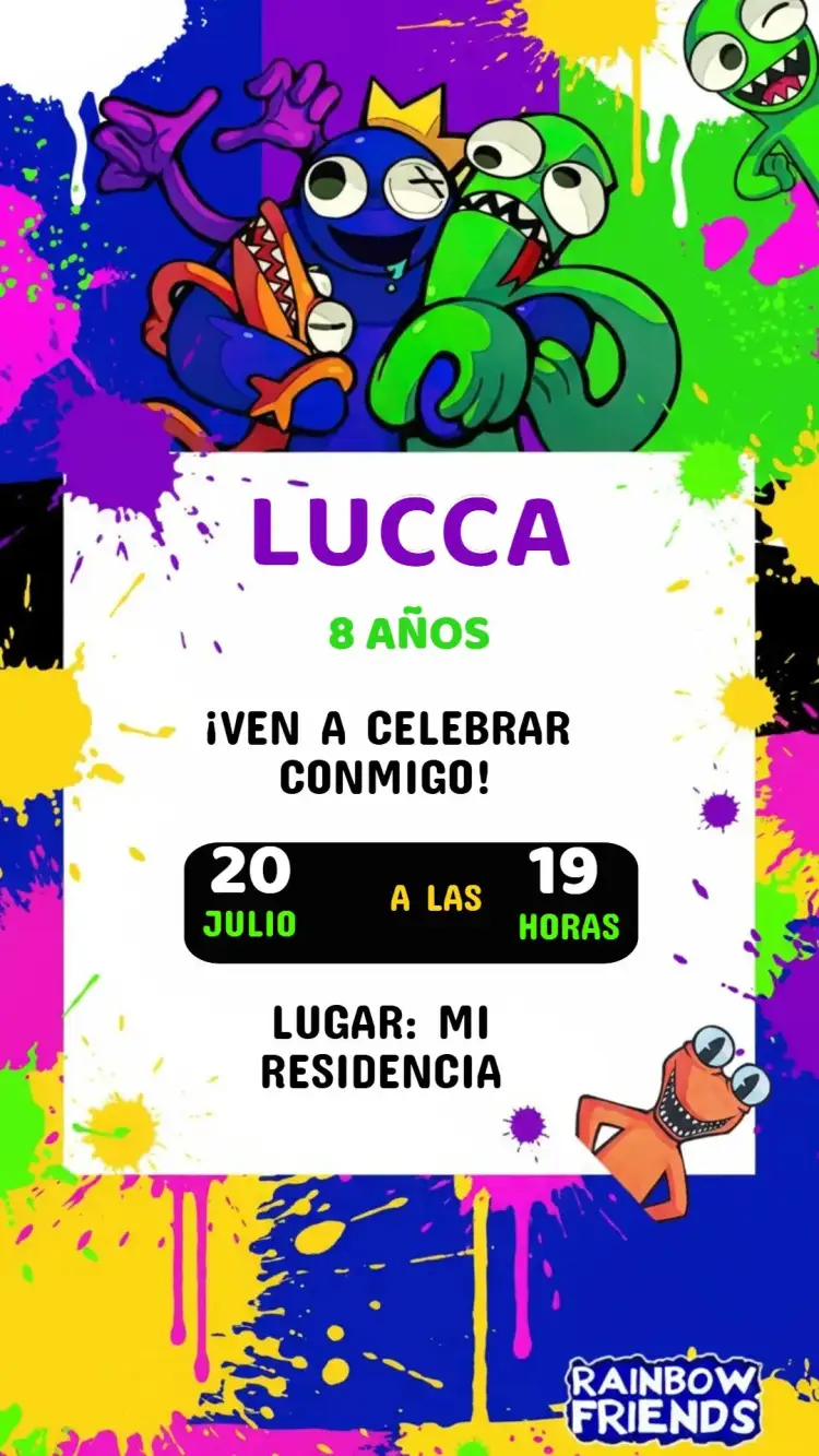 Invitación Invitación Cumpleaños Amigo Arcoíris – tema Cumpleaños Infantil arcoíris, colorido, divertido, infantil, fantasía, alegre