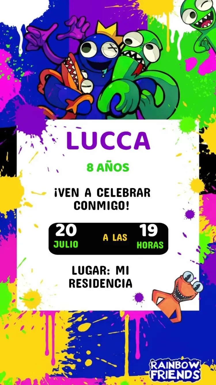 Invitación Cumpleaños Amigo Arcoíris