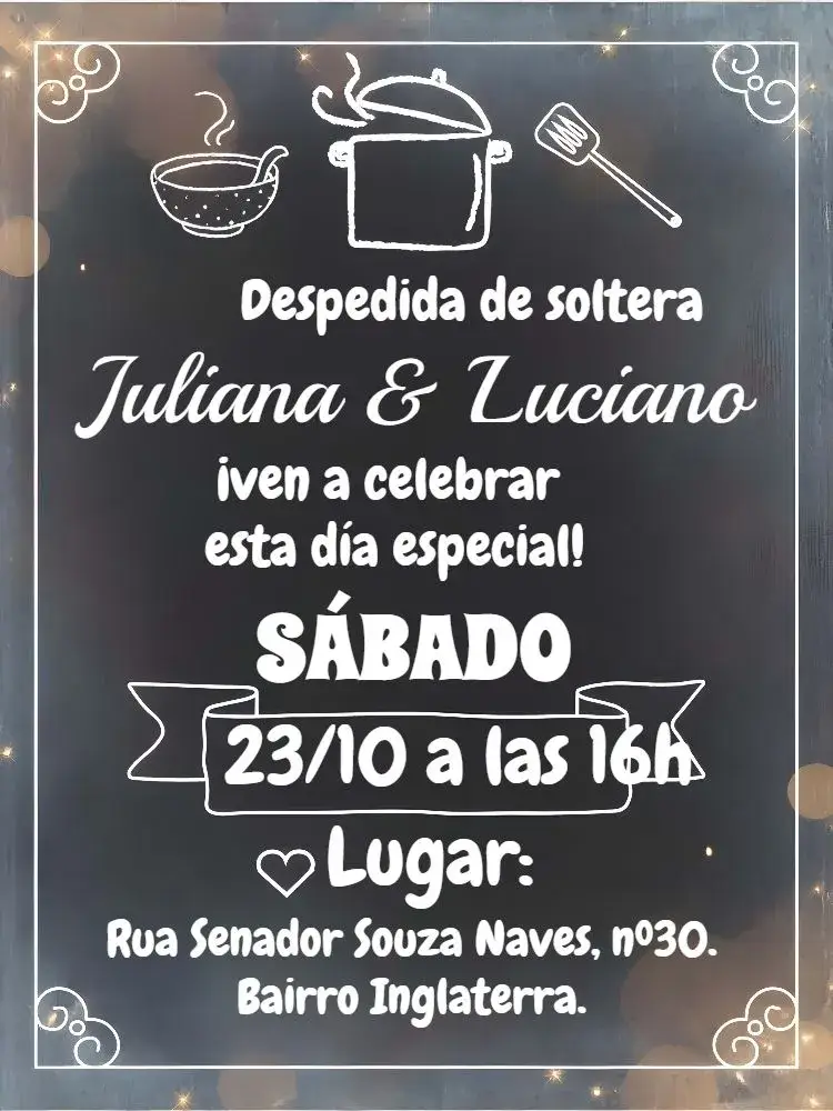 Invitación Despedida de Soltera Pizarra Blanca