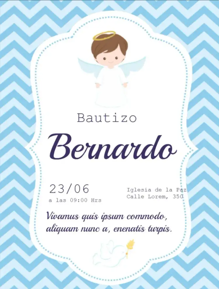 Invitación Bautizo Azul Angelito Foto – tema Bautismo azul, floral, delicado, primavera, minimalista, romántico