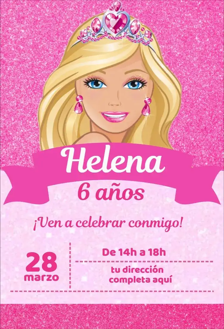 Invitación Barbie Glitter 2
