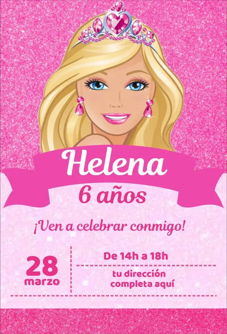 Invitación Barbie Glitter 2