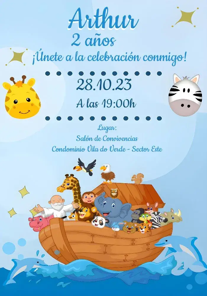 Invitación Arca De Noé Personajes