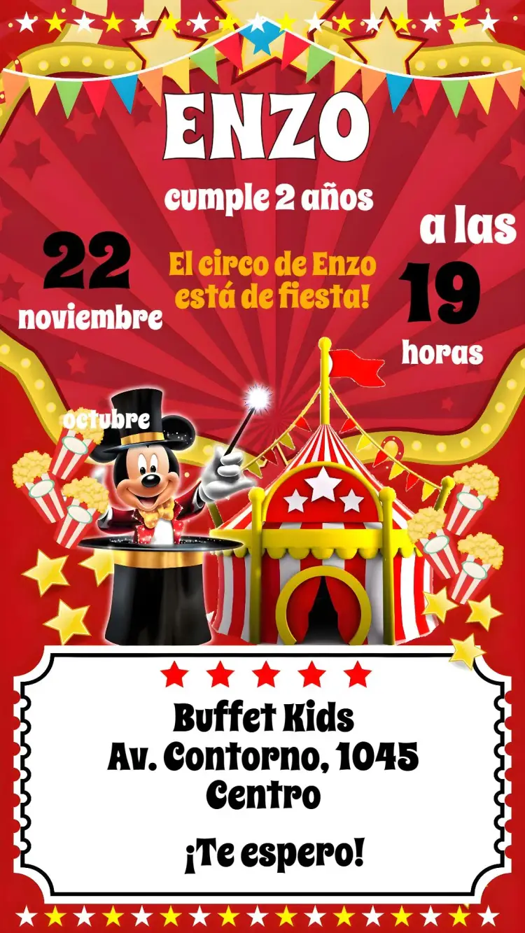 Invitación Mickey Circo