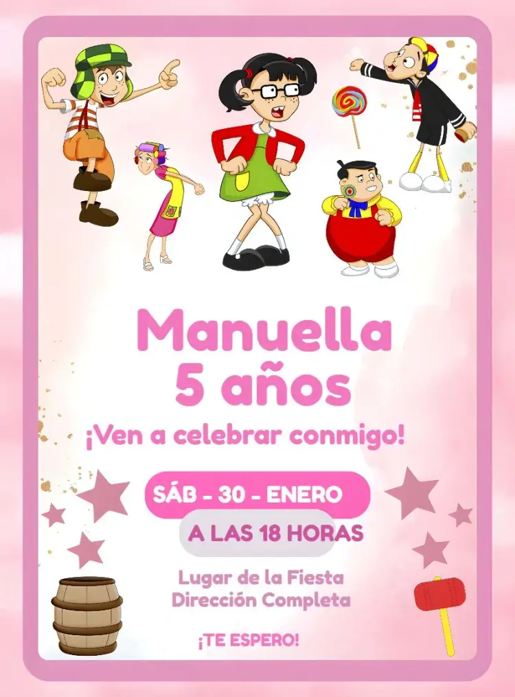 Invitación Turma Del Chavo Chica