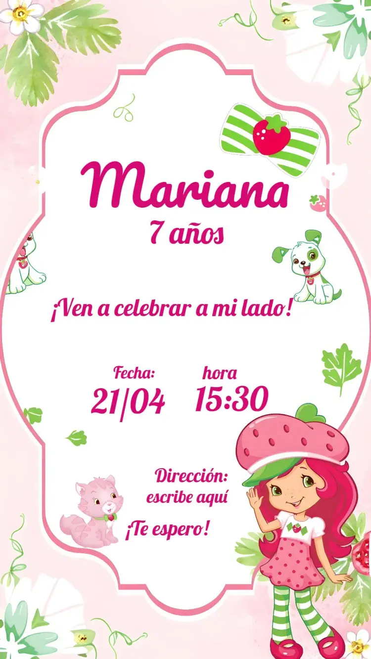 Invitación Moranguito Niña