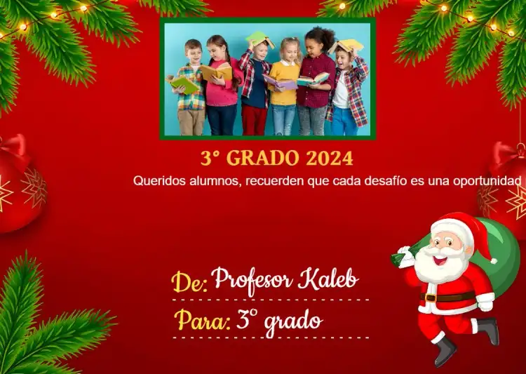 Tarjeta De Despedida Alumnos Con Foto Navideña