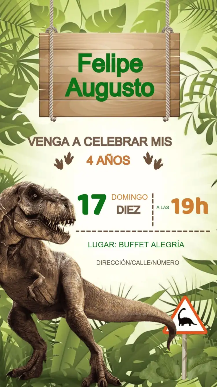 Invitación Cumpleaños Dinosaurio