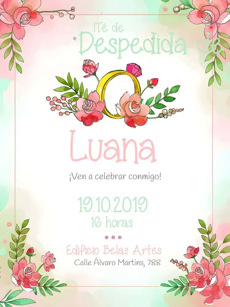 Invitación Despedida de soltera entre amigas – tema Despedida de Soltera floral, rosa, delicado, moderno, alegre