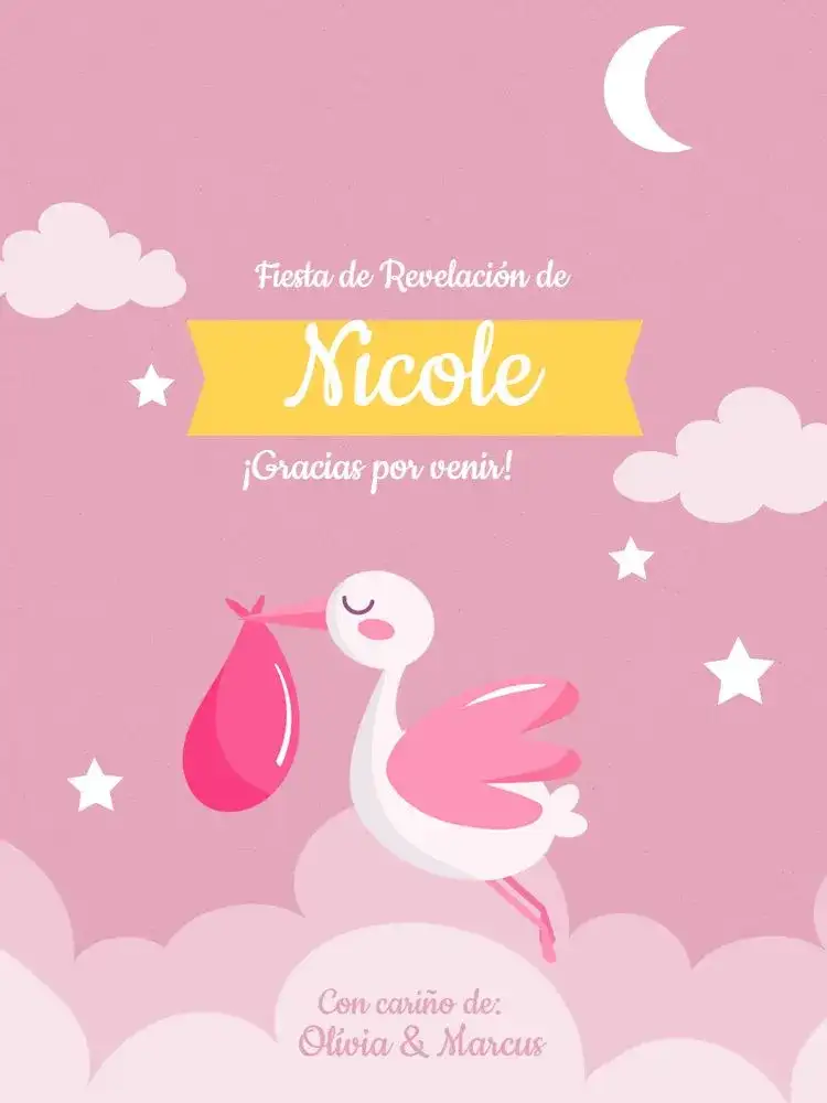 Tarjeta De Agradecimiento Presencia Baby Shower Revelación Rosa Bebé