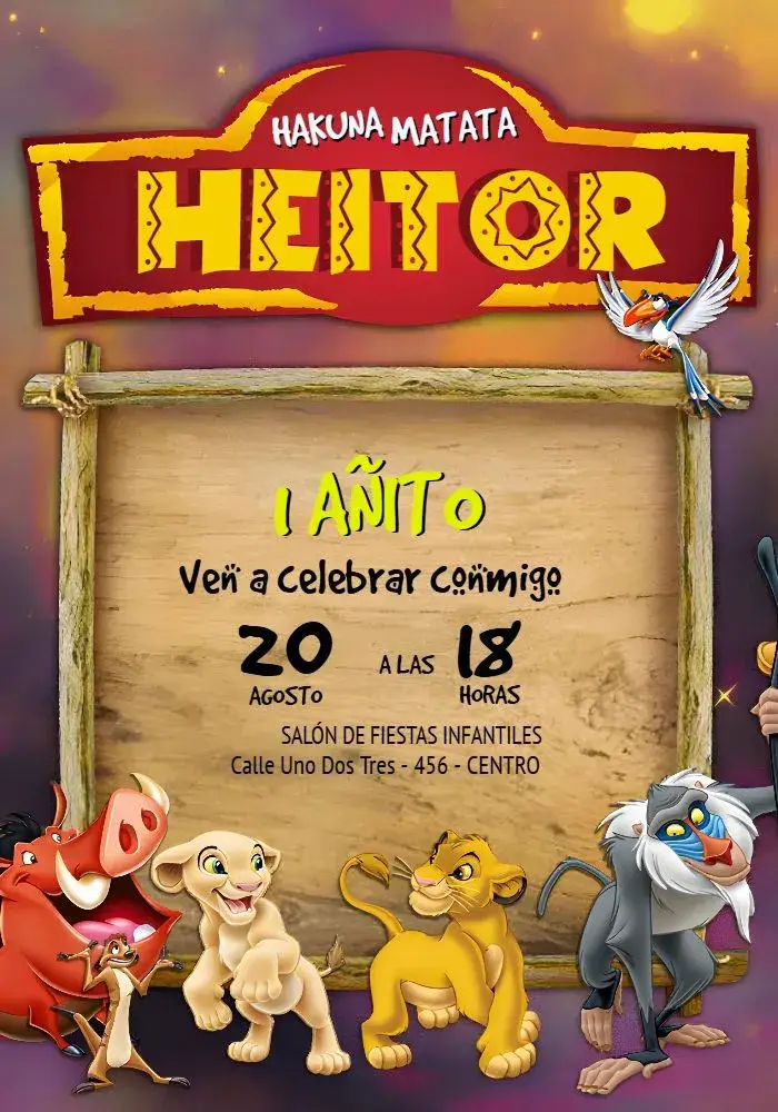 Invitación El Rey León Verde