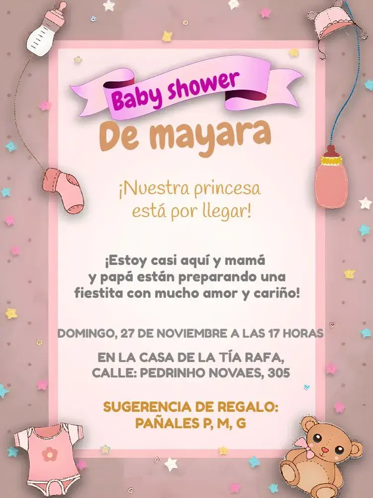 Invitación Baby Shower de Osita